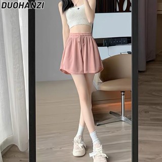 Duohanzi กางเกงขาสั้น ผ้าเรยอน แบบบาง เอวสูง ทรงหลวม สามจุด เหมาะกับฤดูร้อน สําหรับผู้หญิง