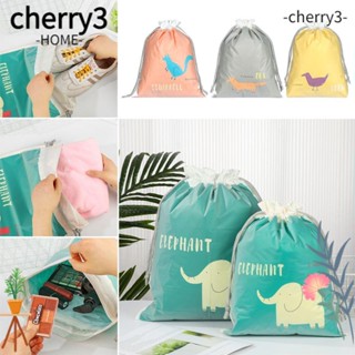 Cherry3 กระเป๋าผ้าหูรูด สองชั้น สําหรับใส่เครื่องสําอาง เดินทาง