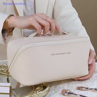 [Beautyoufeel] กระเป๋าเครื่องสําอาง กระเป๋าหนัง ขนาดใหญ่ สําหรับผู้หญิง