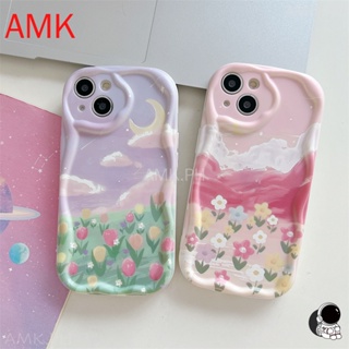 Amk เคสโทรศัพท์มือถือแบบใส ลายดอกไม้สีม่วง 3D สําหรับ Samsung S23 S22 S21 plus ultra S20 FE A73 A54 A53 A52 A52S A50 A34 A33 A24 A23 A14 A13 A04E A04 5G STNYK