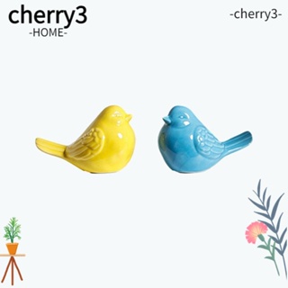 Cherry3 ฟิกเกอร์เซรามิค รูปปั้นนกพอร์ซเลน สีเหลือง ฟ้า ขนาดเล็ก 5.1*3.1 นิ้ว สไตล์โมเดิร์น สําหรับตกแต่งบ้าน งานแต่งงาน 2 ชิ้น
