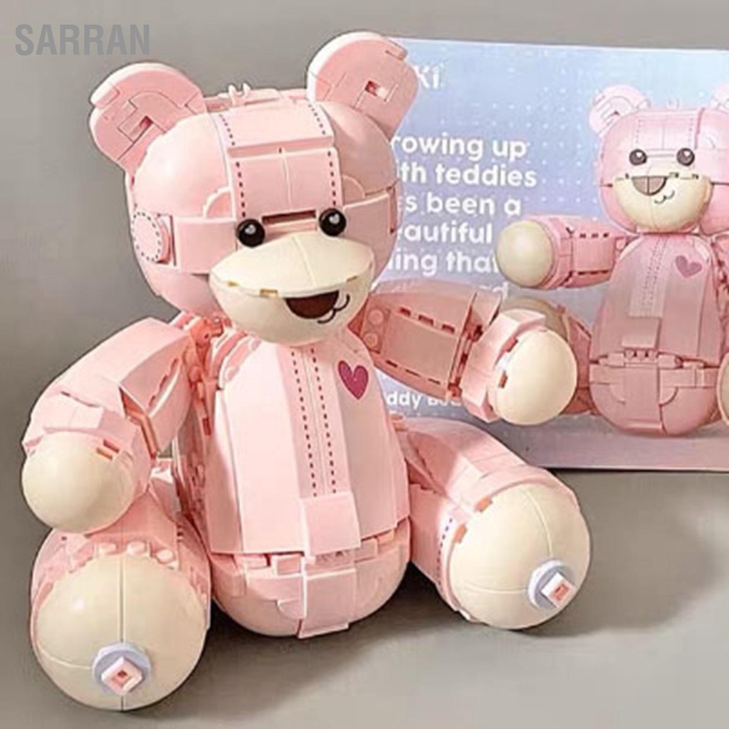 sarran-บล็อกตัวต่อของเล่น-น่ารัก-สีชมพู-การศึกษา-ประกอบง่าย-หมี-ตัวต่อขนาดเล็ก-ของขวัญวันเกิด
