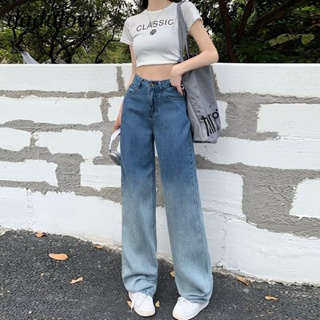DaDulove💕 New Korean Version of INS Blue Gradient Jeans WOMENS High Waist Wide Leg Pants Large Size Trousers