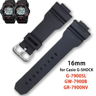 สายนาฬิกาข้อมือ ยางซิลิโคนนิ่ม 16 มม. แบบเปลี่ยน สําหรับ Casio G-SHOCK G-7900SL GW-7900B GR-7900NV