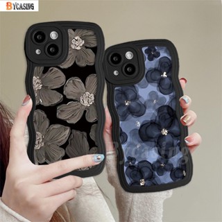 เคสโทรศัพท์มือถือแบบนิ่ม ขอบหยัก ลายดอกทิวลิป สีฟ้า สําหรับ Samsung A14 A13 A04s A04 A04e A03s A02s A03 M23 A23 A22 A12 A32 A31 A21s A10S A20 A52 A30s A51 A71 A53 M22 M32 A02