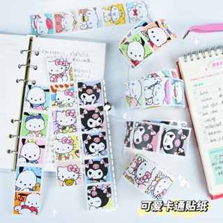 SANRIO สติกเกอร์ ลาย Hello Kitty Melody Kuromi Cinnamoroll สําหรับตกแต่งกระเป๋าเดินทาง 200 ชิ้น ต่อม้วน