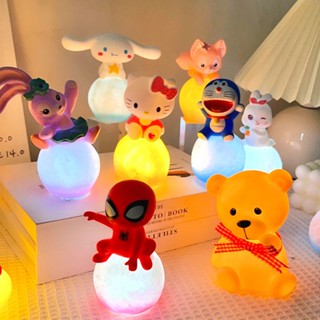 SANRIO โคมไฟกลางคืน LED รูปการ์ตูนอนิเมะ Hello Kitty Melody Kuromi Cinnamoroll สําหรับตกแต่งห้องนอนเด็ก