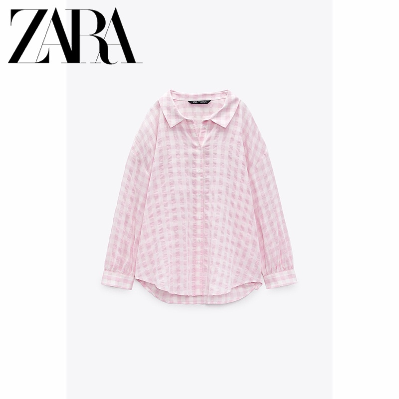zara-ใหม่-เสื้อเชิ้ต-ทรงหลวม-ลายตาราง-vichy-สําหรับผู้หญิง