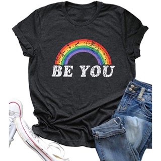 เสื้อยืดครอป เสื้อยืดผ้าฝ้าย 100% พิมพ์ลาย Be You Gay Pride Lgbt สีรุ้ง โอเวอร์ไซซ์ ไซซ์ XS-6XL ของขวัญค