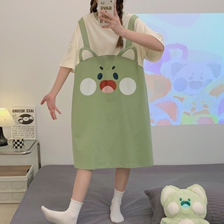 Summer new sweet and comfortable pajamas Cute cartoon pattern womens short-sleeved nightdress home clothes