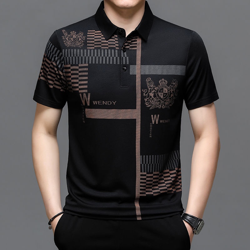 spot-high-quality-polo-shirts-mens-authentic-paul-shirts-summer-new-high-end-t-shirts-middle-aged-dad-printed-ice-silk-clothes-fashionable-foreign-style-lapel-short-sleeved-shirts-for-boys