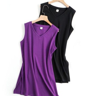 【Vest Oversize】เสื้อสายเดี่ยว แขนกุด คอวี ทรงหลวม สไตล์เกาหลี พลัสไซซ์ (40-150 กก.)