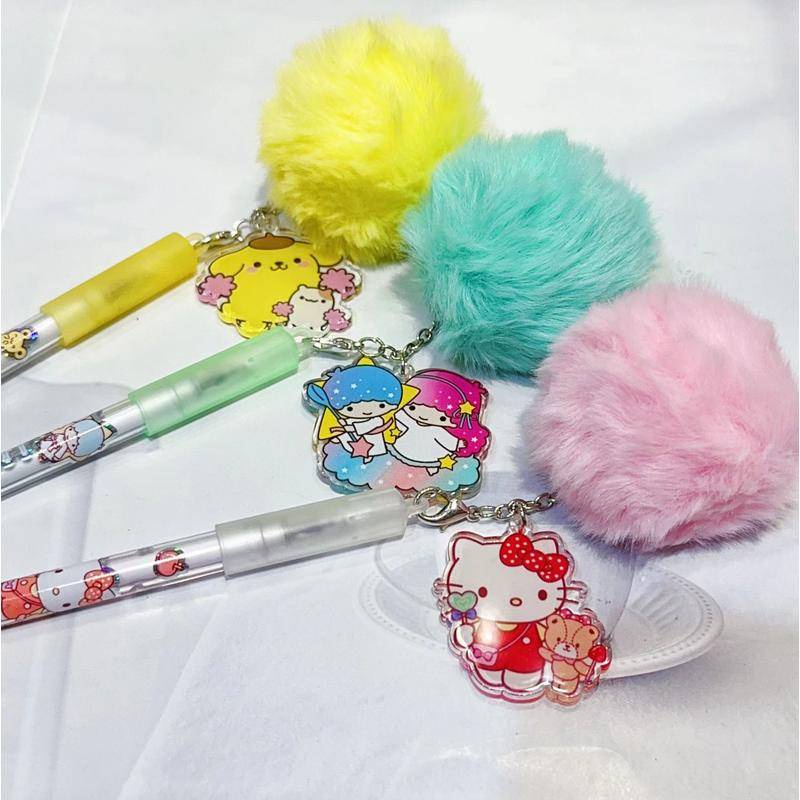 6-ชิ้น-sanrio-kawaii-plushh-mymelody-kuromi-cinnamoroll-little-twin-stars-จี้ตุ๊กตาบอลหมึกเจลปากกาน่ารักสําหรับโรงเรียนเครื่องเขียนสํานักงานเขียนอุปกรณ์คริสต์มาสของขวัญ