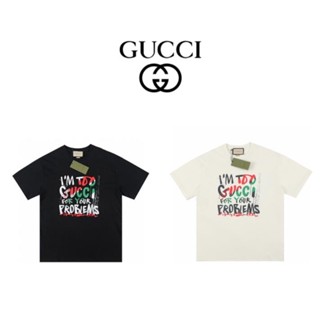 เสื้อยืดแขนสั้นลําลอง ผ้าฝ้าย พิมพ์ลายตัวอักษร สีแดง และสีเขียว ขนาดใหญ่ แฟชั่นคู่รัก สไตล์คลาสสิก สําหรับผู้ชาย และผู้หญิง G888G