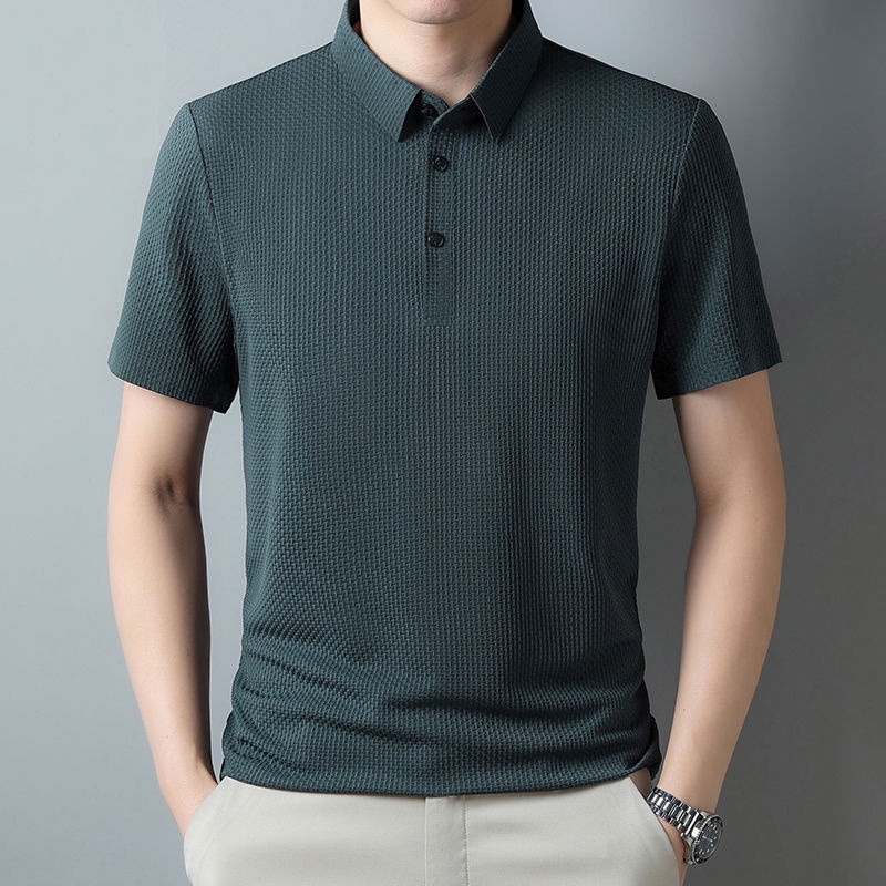 spot-high-quality-ice-silk-cool-polo-shirt-mens-short-sleeved-tee-summer-thin-style-middle-aged-dad-wear-t-shirt-elastic-ice-breathable-t-lapel-shirt-for-boys