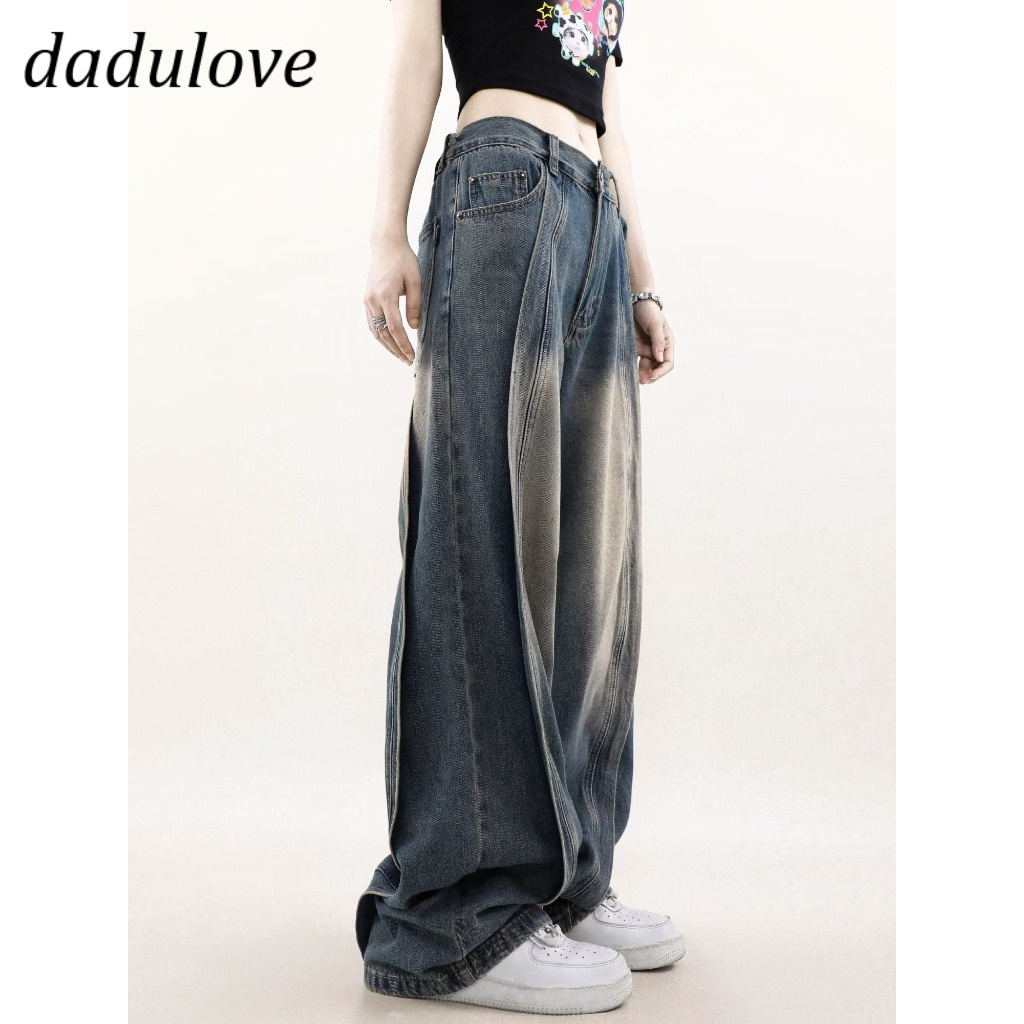 dadulove-new-american-ins-high-street-retro-jeans-niche-high-waist-wide-leg-pants-large-size-trousers