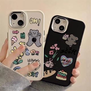 Metal Buttons Silicone Phone Case Compatible for IPhone 14 13 12 Pro Max Soft Casing Cute Couple Shockproof Cover Cell Precticer