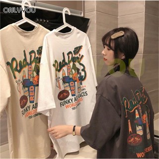 ONLY&amp;YOU เสื้อสกีนไอติม oversize พาสเทล โอเวอร์ไซส์ นิ่มเกาหลี แขนสั้นแฟชั่น ผ้าดี ลายน่ารักๆ