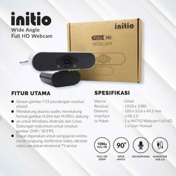 กล้องเว็บแคม Initio USB W306 Wide Angel Full HD 1080p | Shopee Thailand