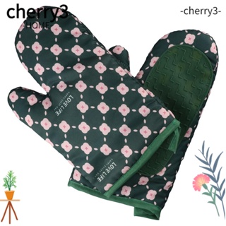 Cherry3 ถุงมือซิลิโคน ผ้าฝ้าย กันลื่น ทนความร้อน สําหรับเตาอบ ไมโครเวฟ ทําอาหาร