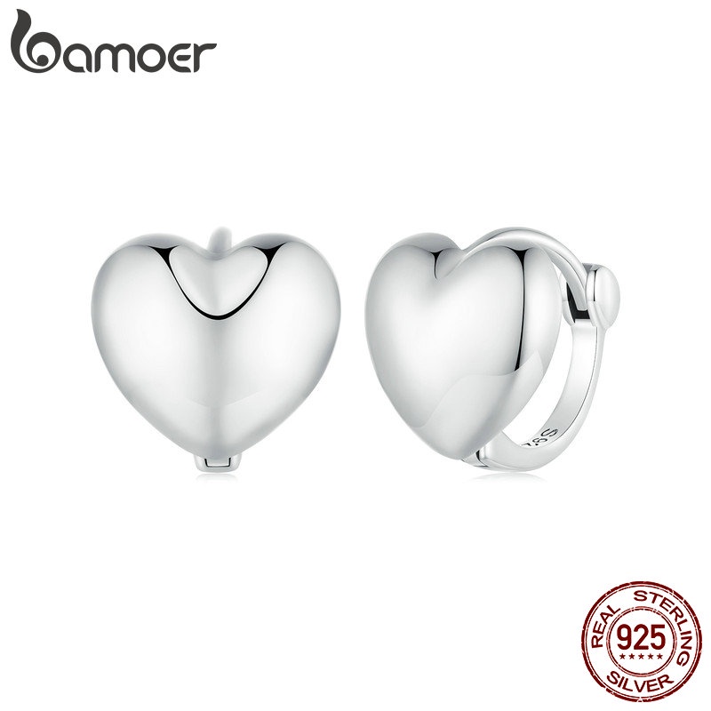 bamoer-ต่างหูเงินแท้-925-รูปหัวใจ-เรียบง่าย-ของขวัญ-สําหรับผู้หญิง