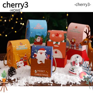 Cherry3 กล่องขนม ลายการ์ตูน Merry Christmas สําหรับตกแต่งบ้าน ปาร์ตี้คริสต์มาส 6 ชิ้น