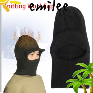 EMILEE หมวกกันน็อค ผ้าวูลถัก ให้ความอบอุ่น แฟชั่นฤดูหนาว สําหรับขี่รถจักรยานยนต์ เล่นสกี