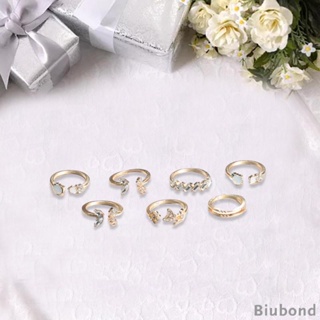 [Biubond] ชุดแหวนนิ้วมือ ลายผีเสื้อ ดอกไม้ ซ้อนกันได้ 7 ชิ้น สําหรับผู้หญิง
