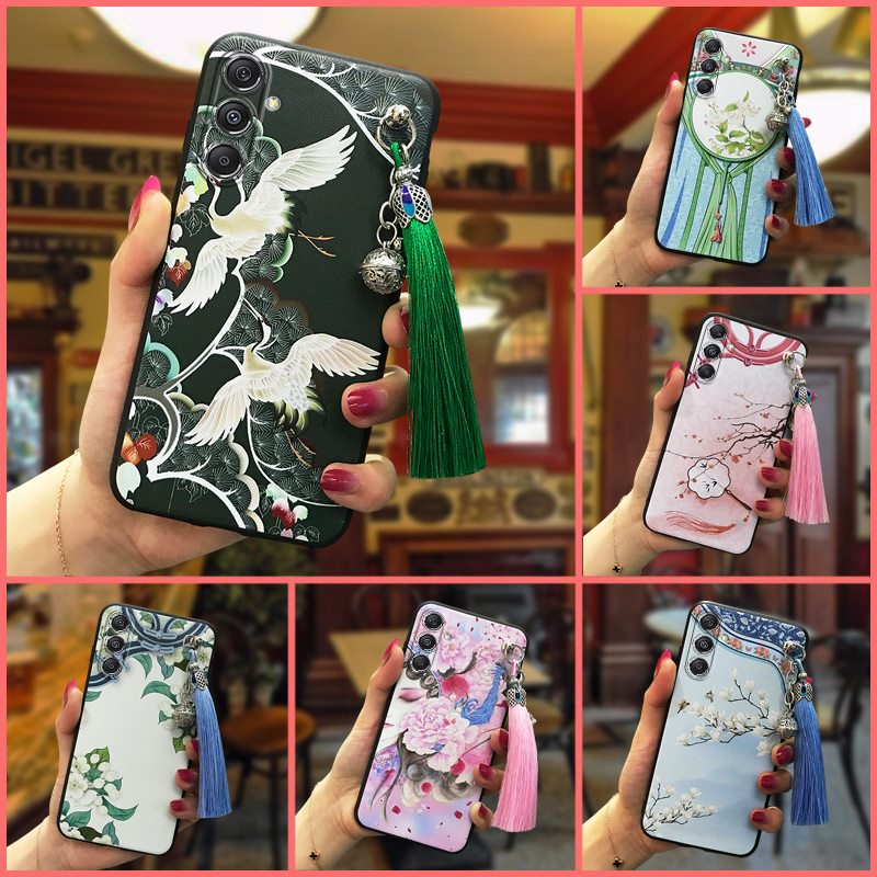 bell-tassel-phone-case-for-samsung-galaxy-m34-5g-sm-m346b-shockproof-anti-dust-anti-knock-chinese-style-back-cover-tpu