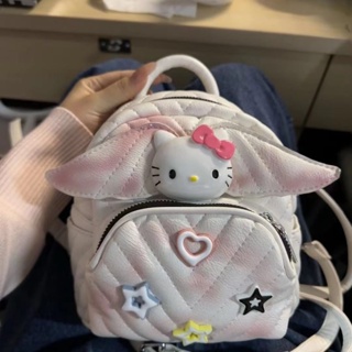Lovely KT tie-dyed wing backpack female trend Korean version popular diamond embroidered thread ladys backpack leisure oblique straddle bag