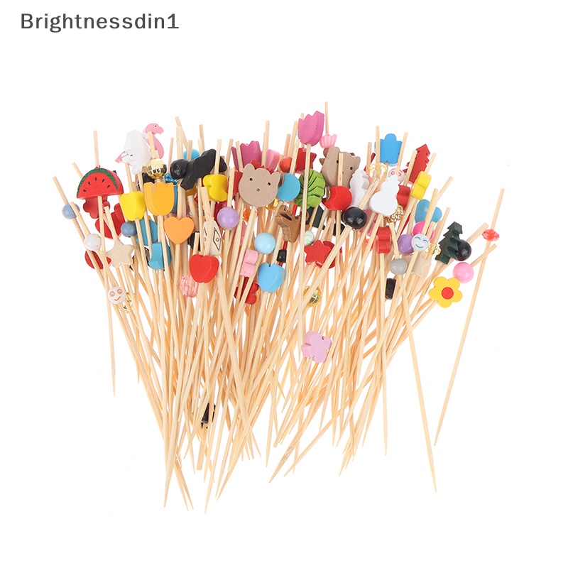 brightnessdin1-ส้อมไม้ไผ่-รูปใบกระบองเพชร-ผลไม้-คัพเค้ก-สลัด-บูติก-100-ชิ้น