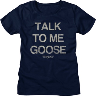 Womens Distressed Talk To Me Goose Top Gun Shirt เสื้อโอเวอร์ไซ เสื้อวินเทจผญ เสื้อคู่วินเทจ เสื้อยืดสไตล์เกาหลี_01