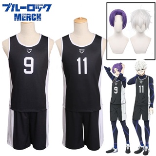 เสื้อกีฬาแขนสั้น คอสเพลย์ ลายทีมชาติฟุตบอล Reo Mikage Seishiro Nagi สีฟ้า สําหรับผู้ชาย