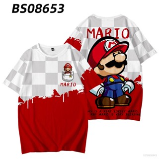 เสื้อยืดแขนสั้นลําลอง พิมพ์ลายกราฟฟิค Super Mario Bros 3 มิติ ขนาดใหญ่ แฟชั่นฤดูร้อน สําหรับเด็ก และผู้ใหญ่