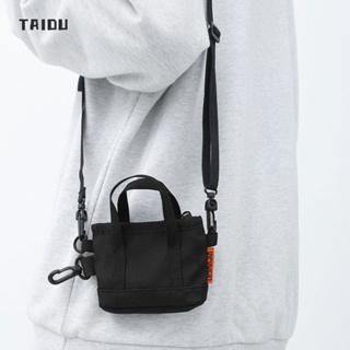 TAIDU กระเป๋า Messenger ขนาดเล็กที่ใช้งานได้ กระเป๋าผ้าแคนวาส กระเป๋าใส่หูฟังแฟชั่น แมตช์แบบสบาย ๆ