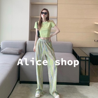 Alice  กางเกงขายาว ชุดมัดย้อม กางเกงลายดอก  Trendy รุ่นใหม่ Beautiful Korean Style A23L0BF 36Z230909