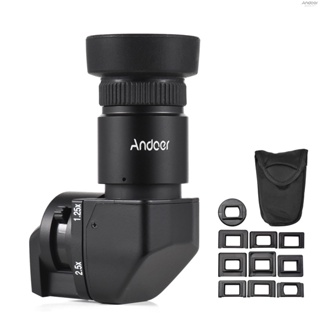 Andoer Camera Viewfinder 1.25X/ 2.5X Magnification Right Angle Viewfinder with 10 Mounting Adapters Replacement for   Pentax Olympus Leica Fujifilm DSLR Camera