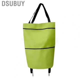 Dsubuy Wheels Foldable Shopping Bag  Lightweight Pure Color Grocery Cart Expandable for Travel