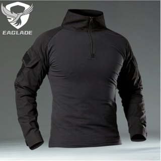 Eaglade เสื้อเชิ้ตแขนยาว ลายกบยุทธวิธี YDJX-G2-LT สีดํา ยืดหยุ่นได้