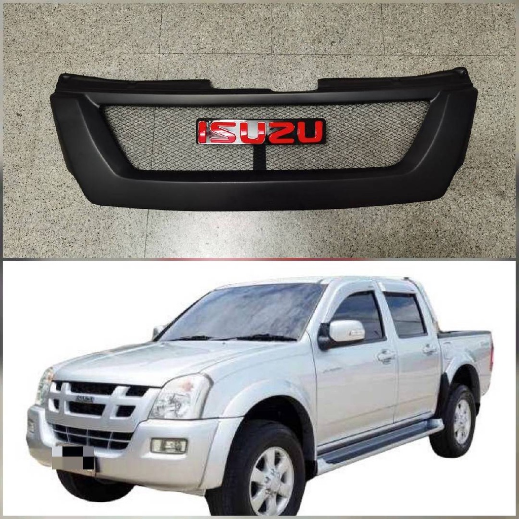 แนะนำ-หน้ากระจังตาข่ายแต่งสำหรับรถ-isuzu-d-max-mu-7-2005-2006-พร้อมตัวหนังสือ-isuzu-สีแดง