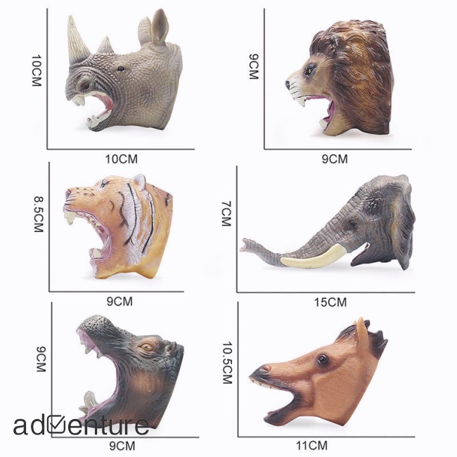 adven-โมเดลตุ๊กตาหุ่นมือ-รูปสิงโต-ช้าง-แรด-เสมือนจริง-ของเล่นสําหรับเด็ก-6-ชิ้น
