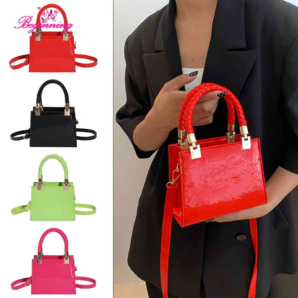 beginning-women-messenger-bags-patent-leather-casual-tote-bag-fashion-simple-portable-solid-color-adjustable-straps