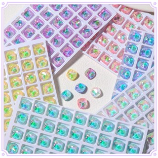 K9 หินแก้ว พลอยเทียม ทรงสี่เหลี่ยม 3D 6 สี สําหรับตกแต่งเล็บ DIY 5 ชิ้น