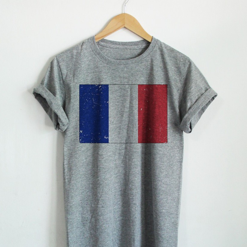 เสื้อยืดลาย-ธงชาติฝรั่งเศษ-ประเทศ-ฝรั่งเศษ-france-flag-เสื้อยืดสกรีน-คอกลม-แขนสั้น