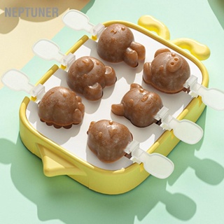 NEPTUNER 6 Cavities Ice Pop Moulds แม่พิมพ์ซิลิโคน แบบใช้ซ้ำได้ Easy Release Homemade DIY Frozen Cream Mold สำหรับเด็กผู้ใหญ่