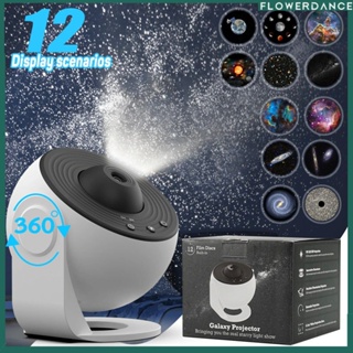 เครื่องฉายไฟกลางคืน12 In 1 Galaxy ดาว360 ° หมุนท้องฟ้าเต็มไปด้วยดวงดาวอวกาศดวงจันทร์ตกแต่งผนังไฟกลางคืนท้องฟ้าท้องฟ้าโรแมนติกดอกไม้โคมไฟฉาย