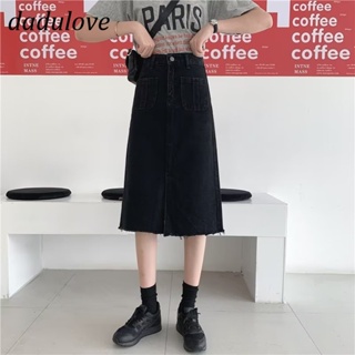 DaDulove💕 New Korean Version of Ins Retro Denim Skirt Loose High Waist A- line Skirt Large Size Package Hip Skirt