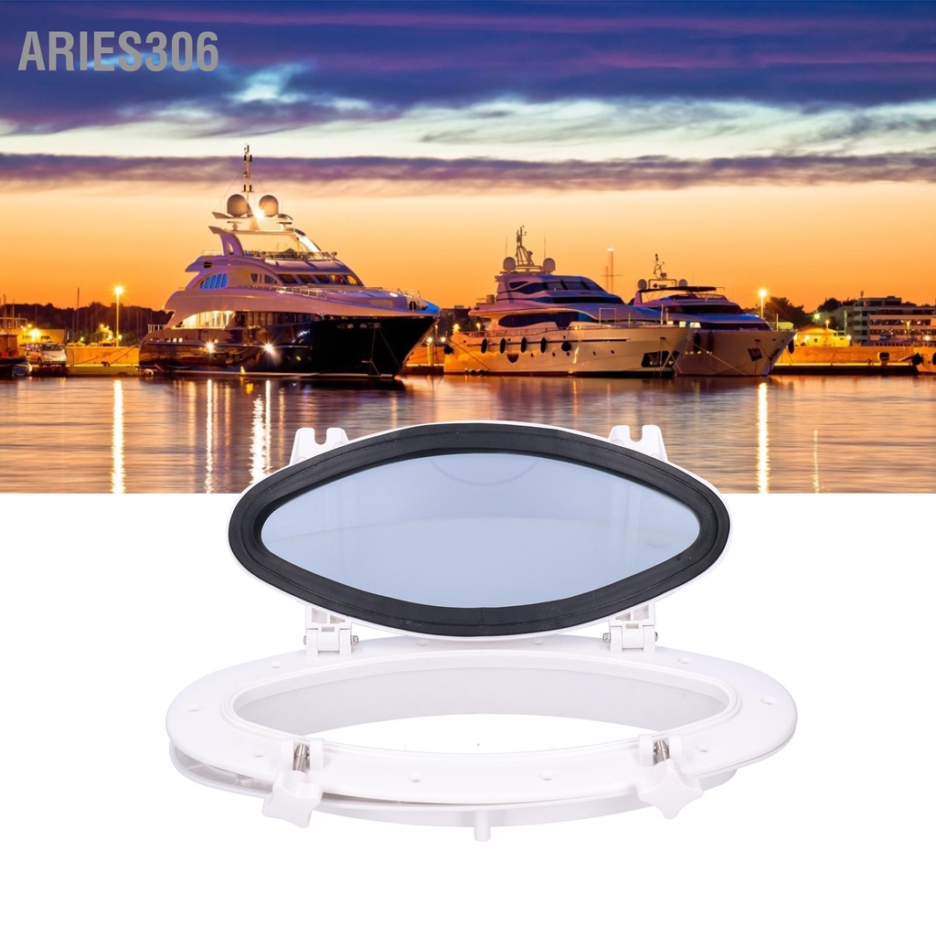 aries306-หน้าต่างเปิดกระจก-portlight-ทรงรีสีขาวสำหรับเรือเดินทะเล-yacht-rv-16-x-8-5-8in