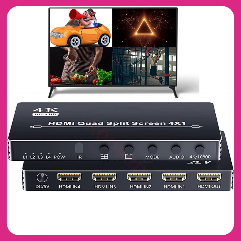 4x1 HDMI Multiviewer 4K HDMI Quad Screen Multi Viewer 4 in 1 out 1080P