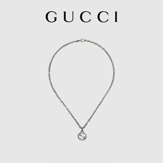 [พร้อมส่ง] Gucci GUCCI สร้อยคอเงิน พร้อมจี้รูปตัว G คู่